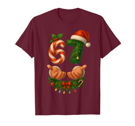 67 Christmas Funny 6 7 Meme Holiday Gen Alpha Slang Pajamas T-Shirt