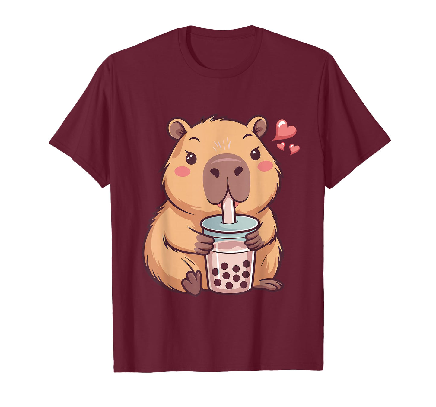 Cute Capybara Kawaii Anime Drinking Bubble Tea Lover Girls T-Shirt