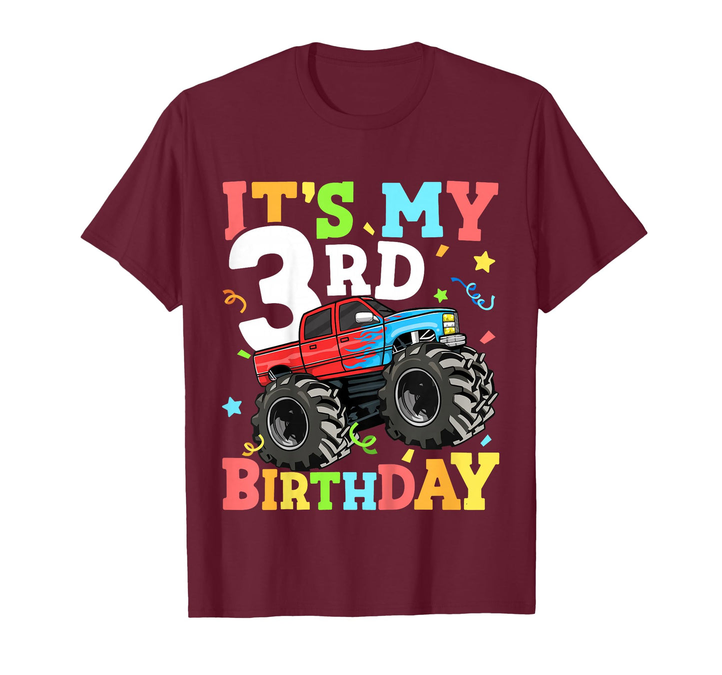 Kids Monster Truck It's My 3rd Birthday Boy 3 Three Toddler T-Shirt