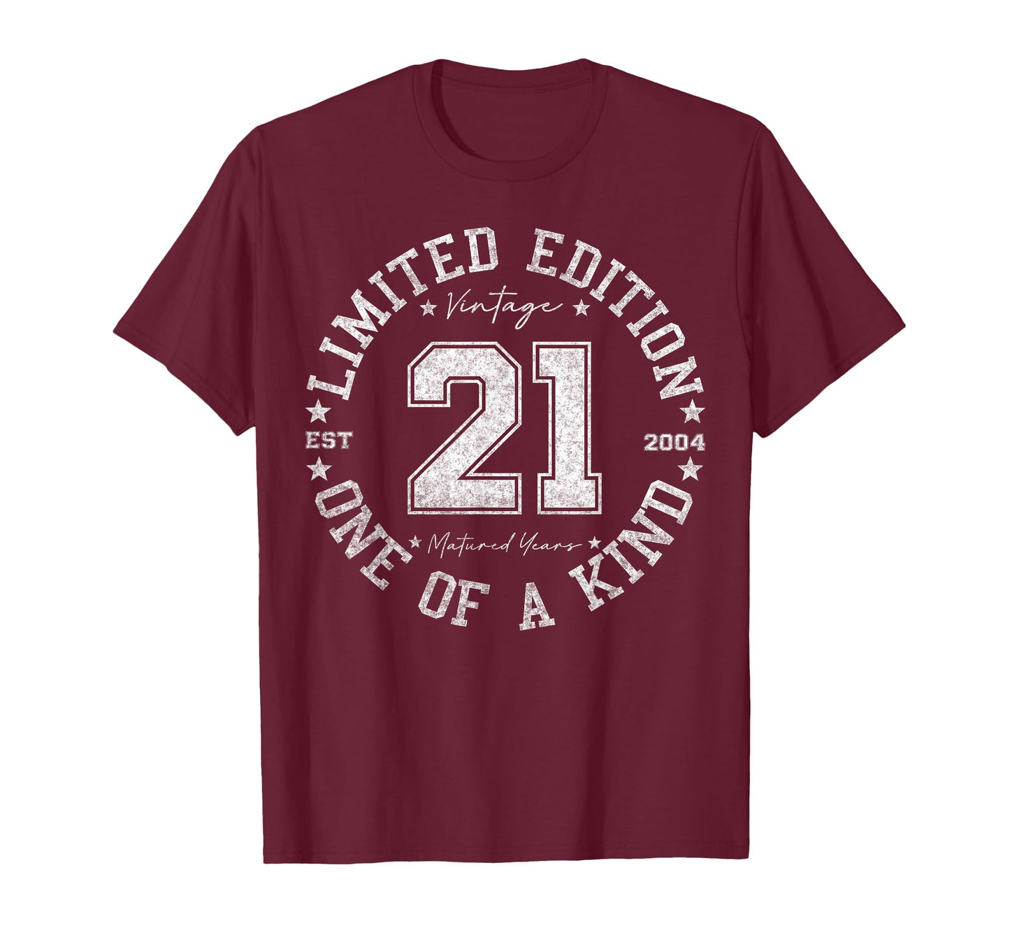 Retro One Of a Kind Shirts For Men Women 2025 21 Year Old Gifts Vintage 2004 Limited Edition Unisex-Adults T-Shirt Black Small Crew Neck Classic Fit Short Sleeve Number Letter Print 21st Birthday Gift