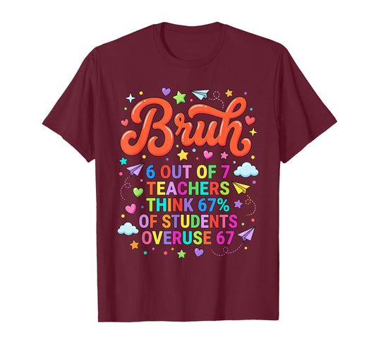 Bruh 6 Out of 7 Teachers Funny Meme 67 T-Shirt