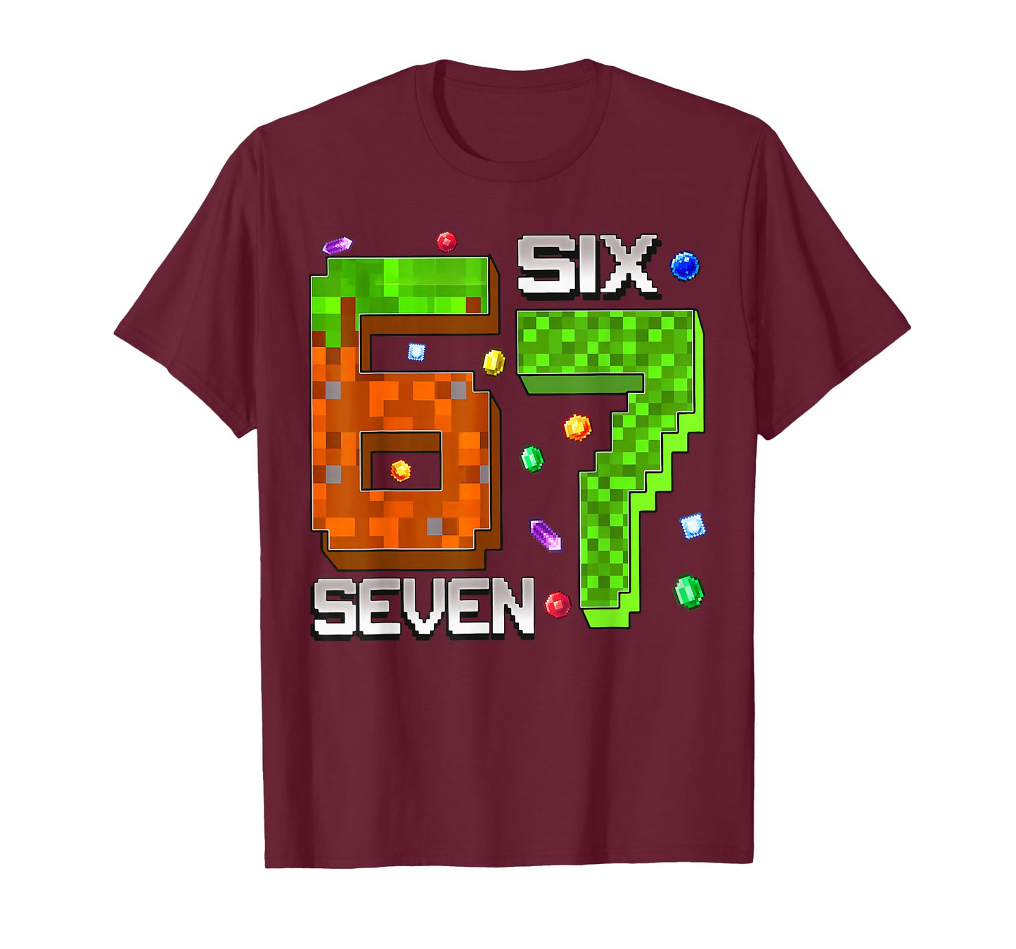 Funny Meme 67 Pixel Birthday Boy Six Seven 6 7 T-Shirt