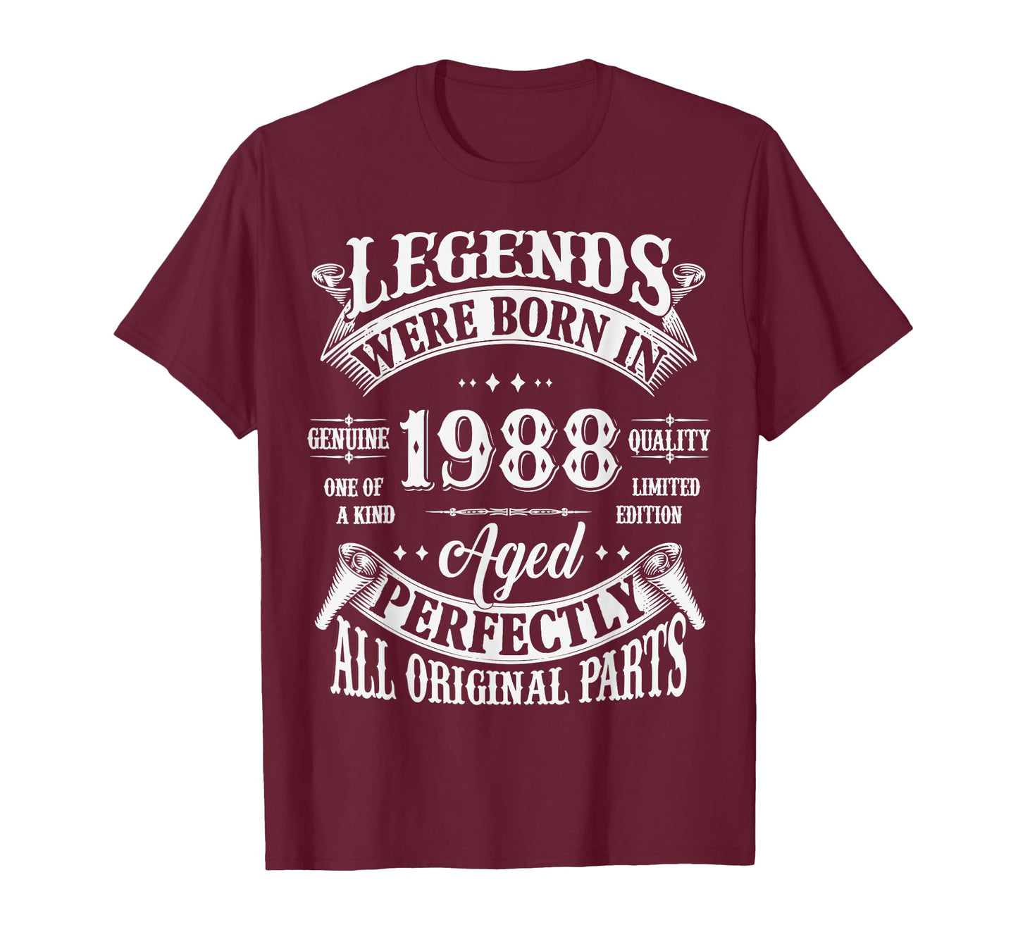 37th Birthday Tee 37 Years Old Vintage Legends Born In 1988 T-Shirt