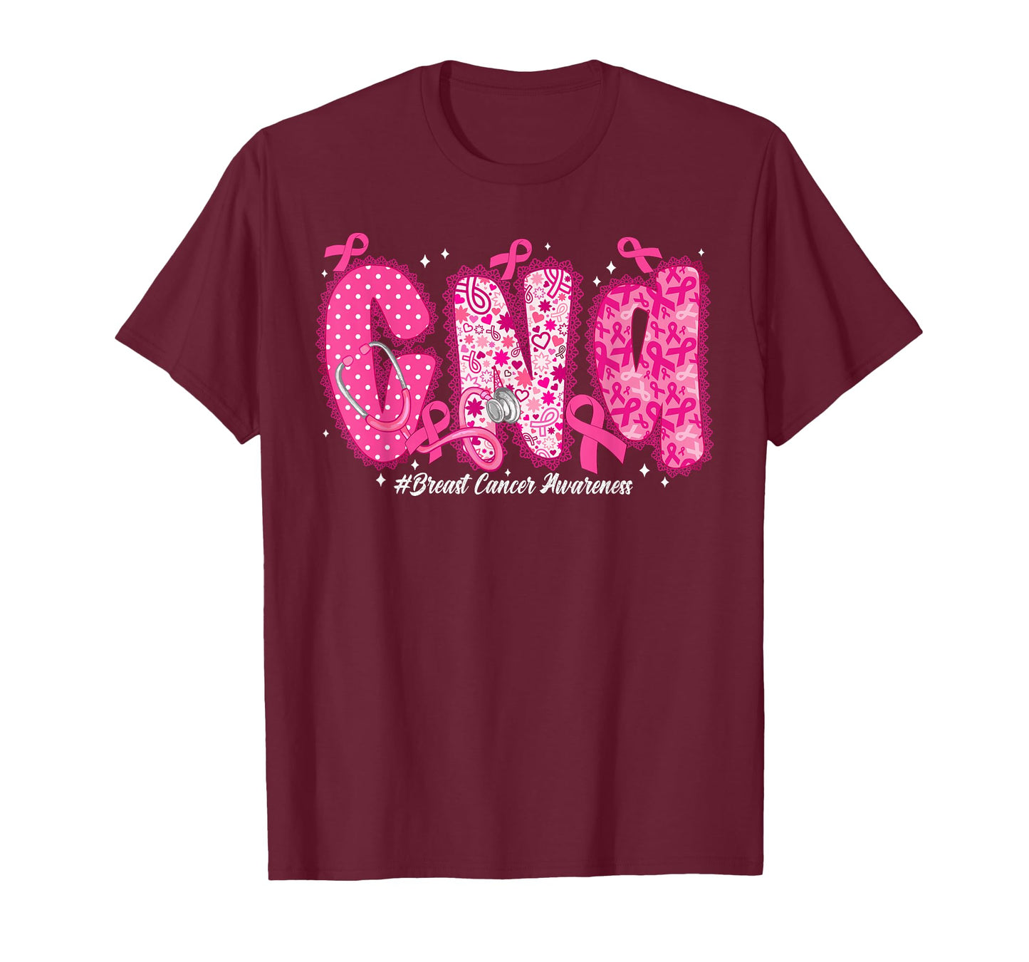 in October We Wear Pink CNA Nurse Breast Cancer Awareness T-Shirt