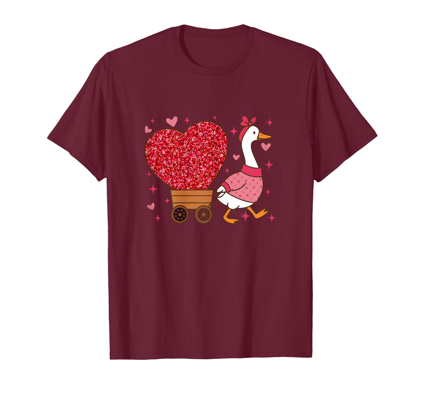 White Valentines Silly Goose Heart for Teachers Kids T-Shirt