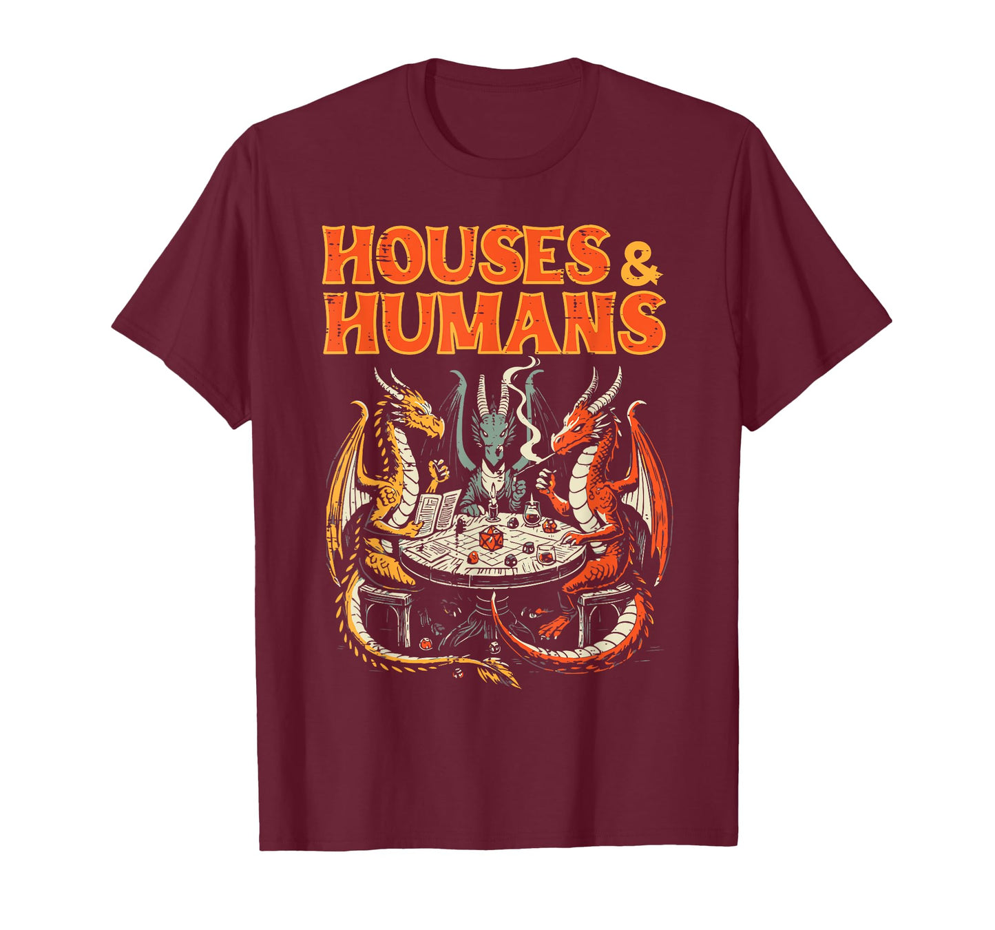 Gaming Houses Humans Funny Rpg Parody Gamer Men Boys Kids T-Shirt