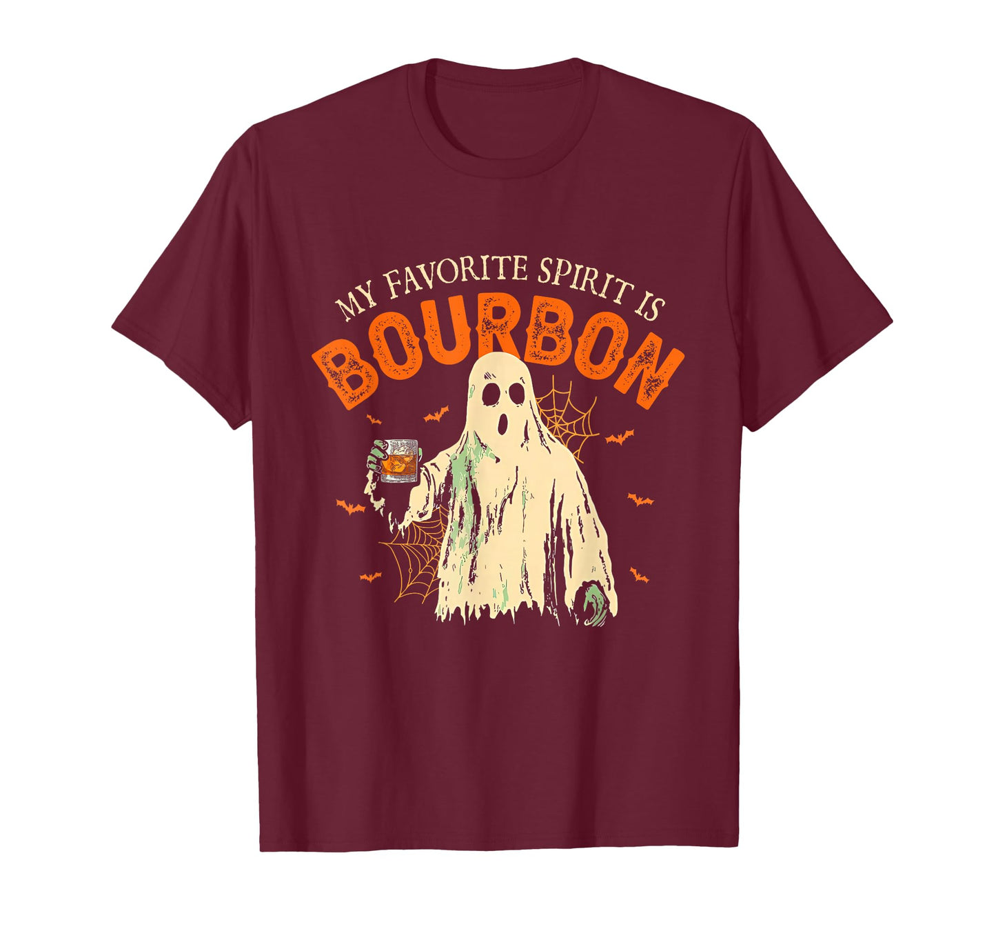 My Favorite Spirit Is Bourbon Funny Ghost Halloween Costume T-Shirt