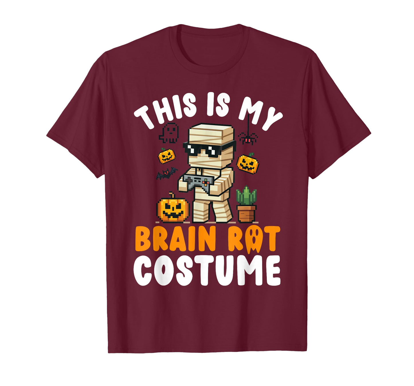 Brain Rot Halloween Costumes Kids Teen Boys Brainrot Gamer T-Shirt