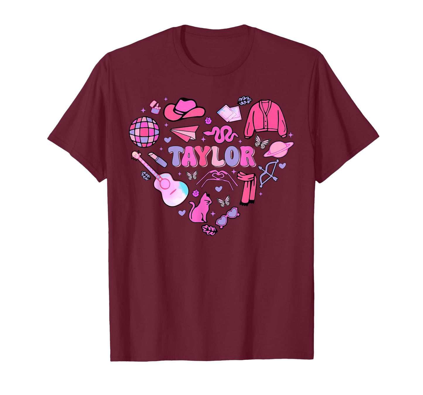 Birthday Girl Groovy Taylor First Name Personalized Heart T-Shirt