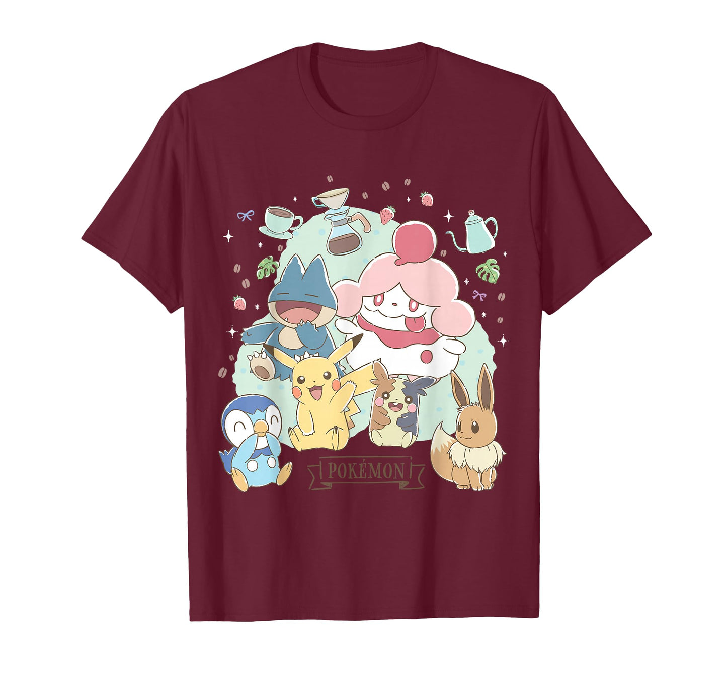 Pokémon - Cafe Pika Eevee Piplup Munchlax Morpeko Slurpuff T-Shirt