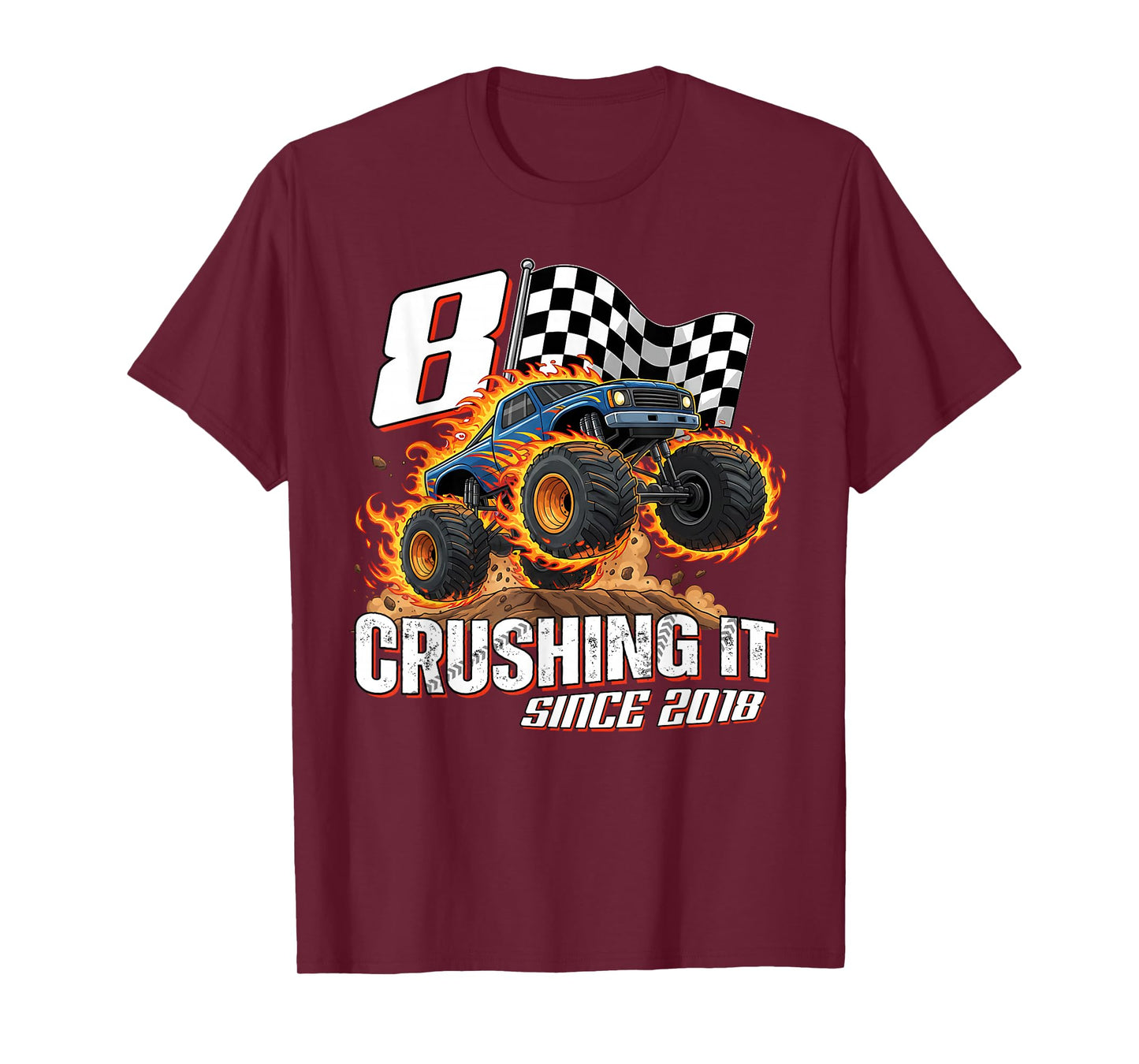 Birthday Monster Truck 8 Year Old Boys 8th Party Born 2018 T-Shirt