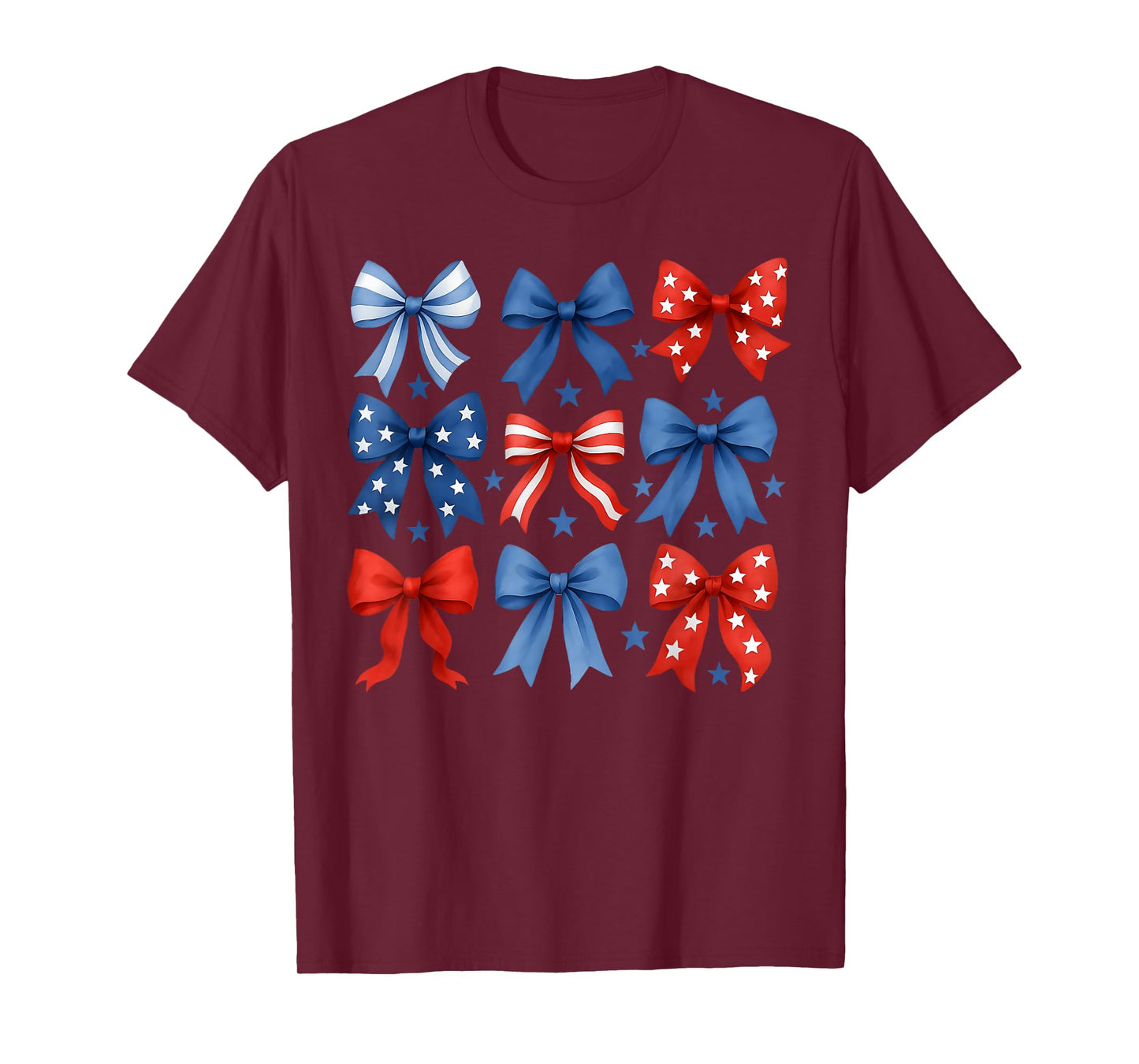 Funny 4th Of July Red White And Blue American Coquette Bows T-Shirt