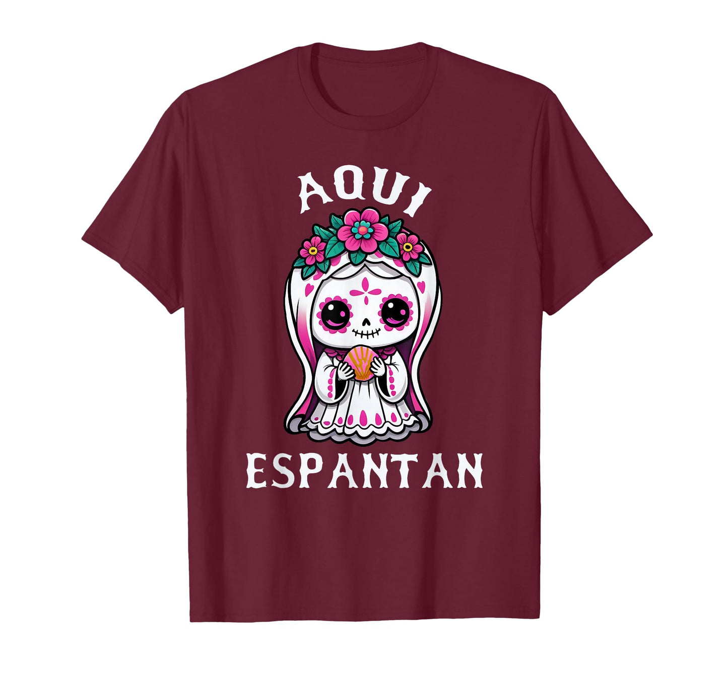 Aqui Espantan Ghost Pan Dulce Spanish Halloween Mexican T-Shirt