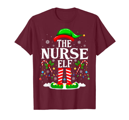 The Nurse Elf Christmas Nursing Funny RN Christmas Nurse T-Shirt