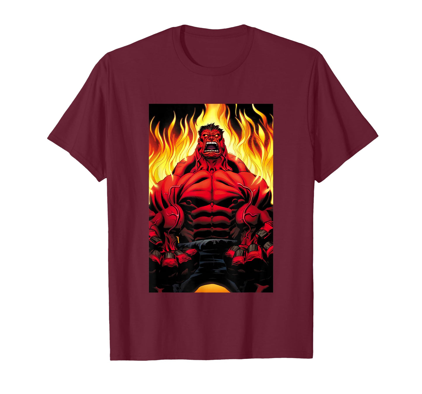 Marvel Universe Classic Red Hulk Extreme Rage On Fire T-Shirt