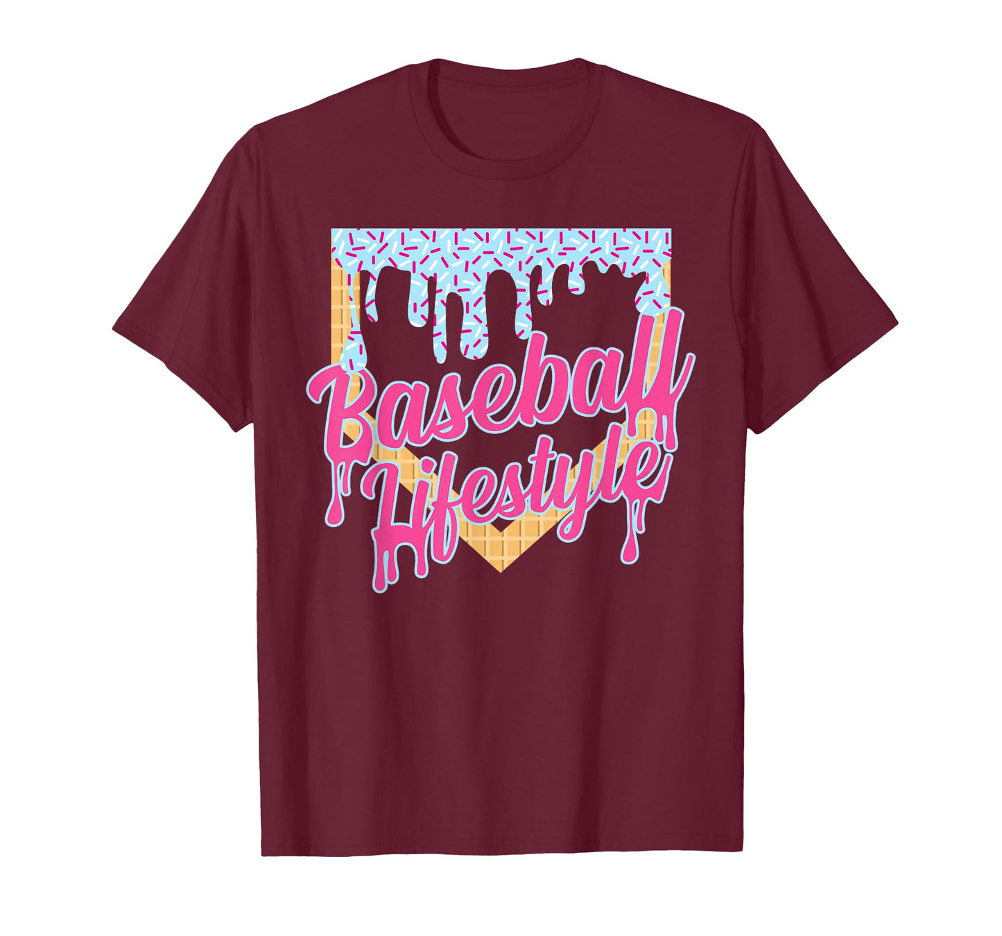 Baseball Lifestyle Home Plate Ice Cream Drip Men Boys Youth T-Shirt