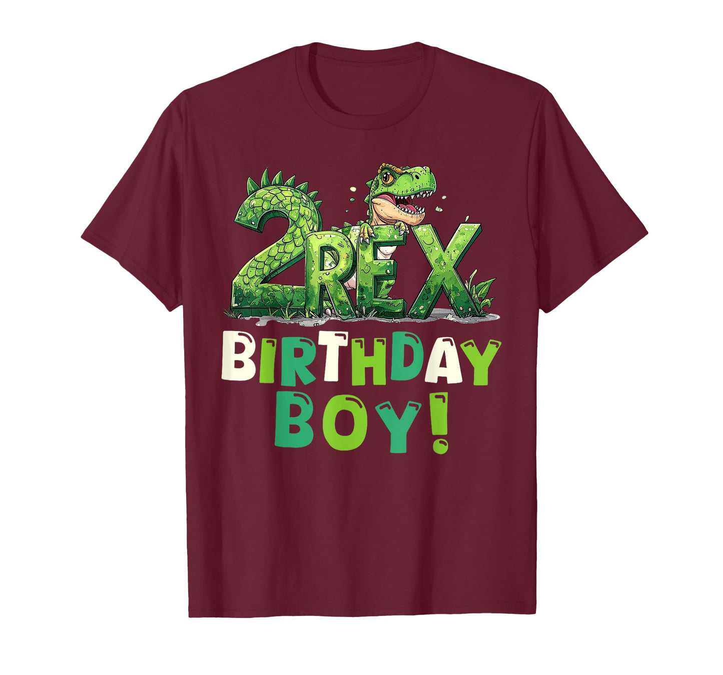 Two Rex 2nd Birthday Boy Second Dinosaur 2 Year Old Boys T-Shirt