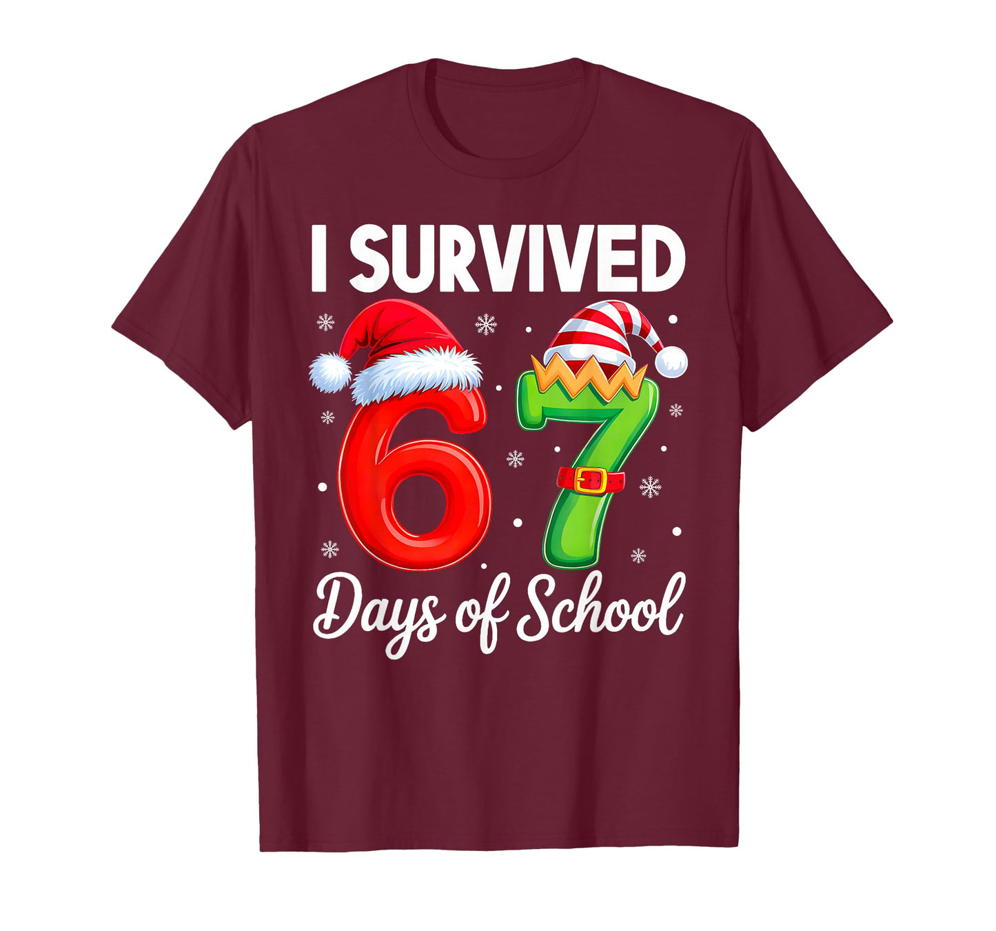 I Survived 67 Days of School Six Seven 6 7 Meme Christmas T-Shirt
