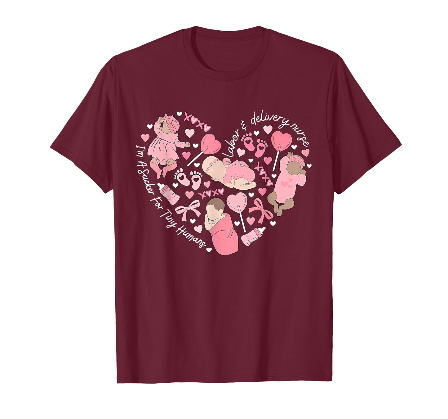 Heart Cute Baby Labor & Delivery Nurse Valentine Day MBU T-Shirt