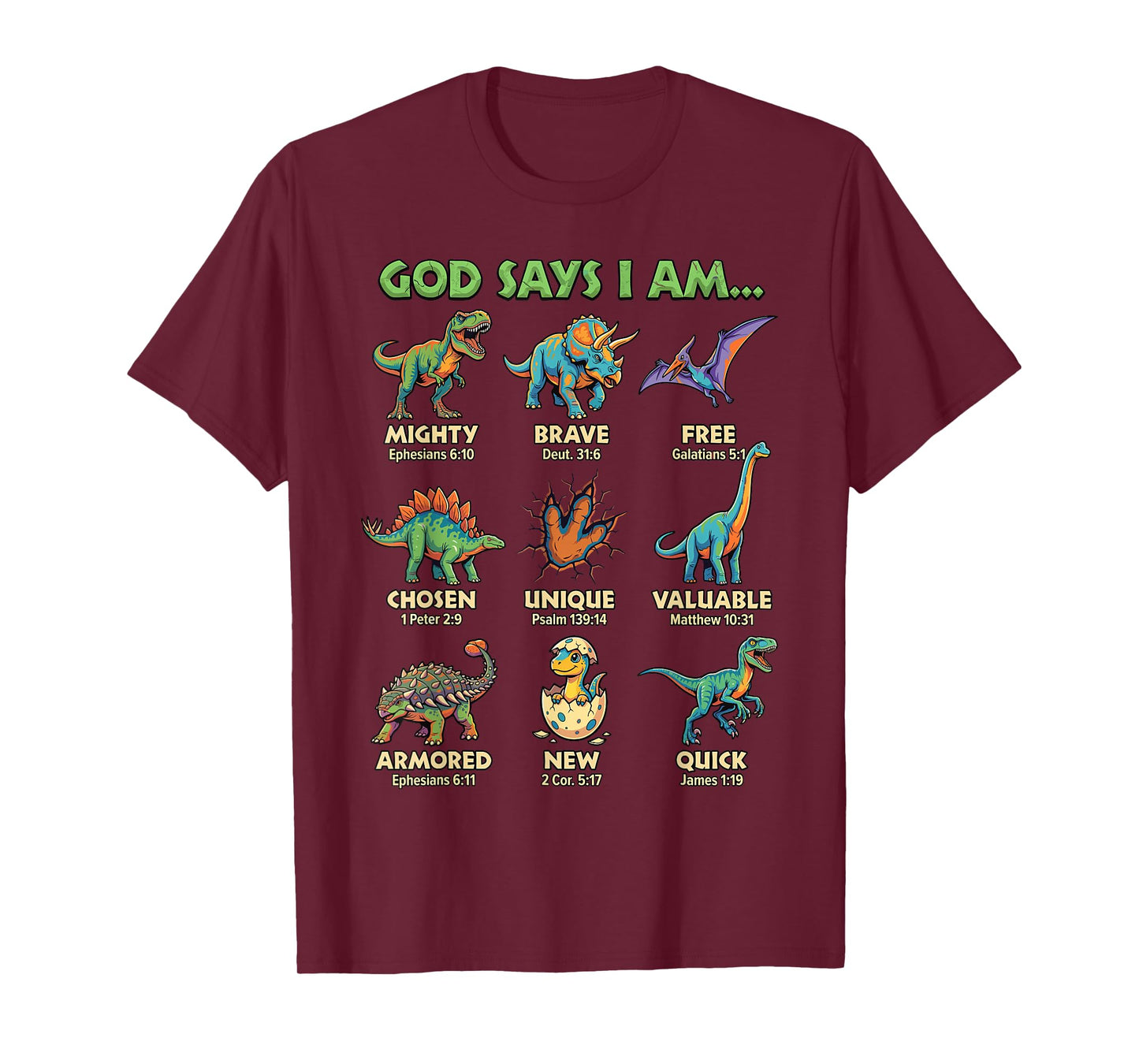 God Says I Am Bible Verses Dinosaurs for Christian Boys T-Shirt
