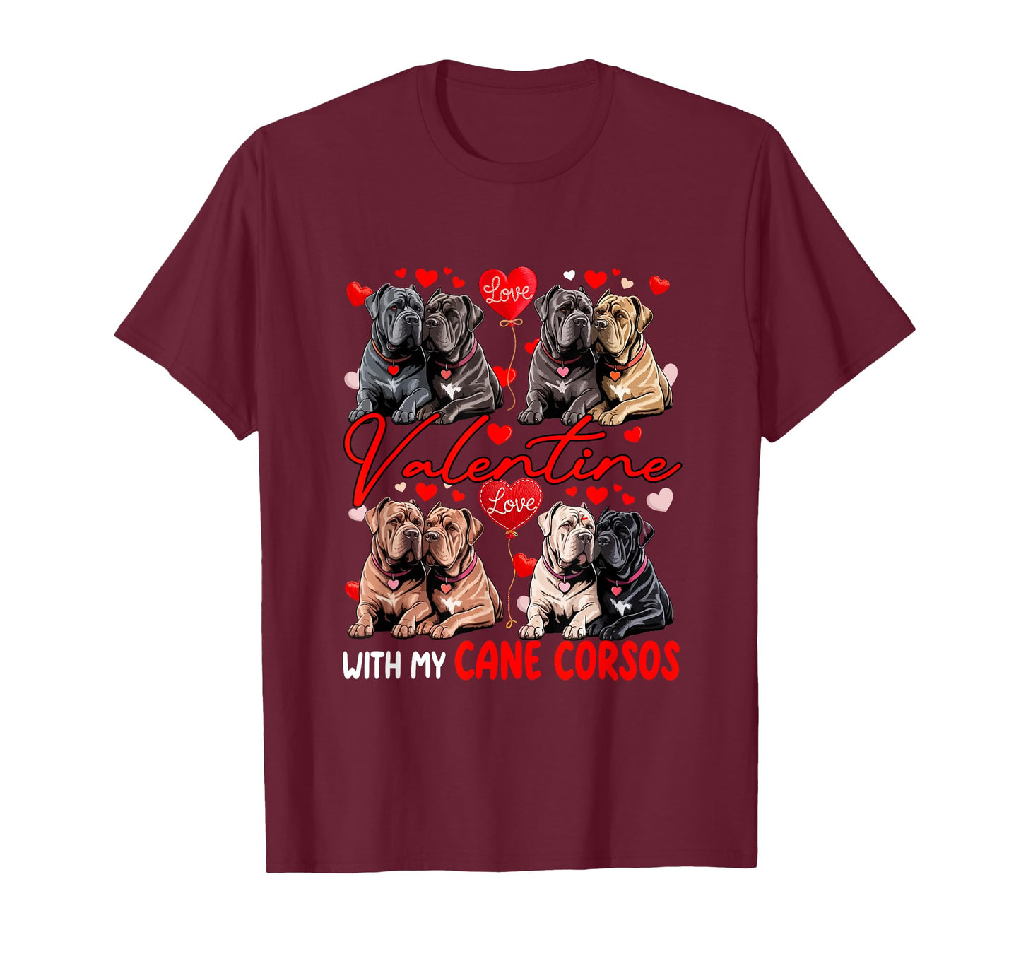 Valentine with My Cane Corsos Couple Dogs Costume Owner Kids T-Shirt