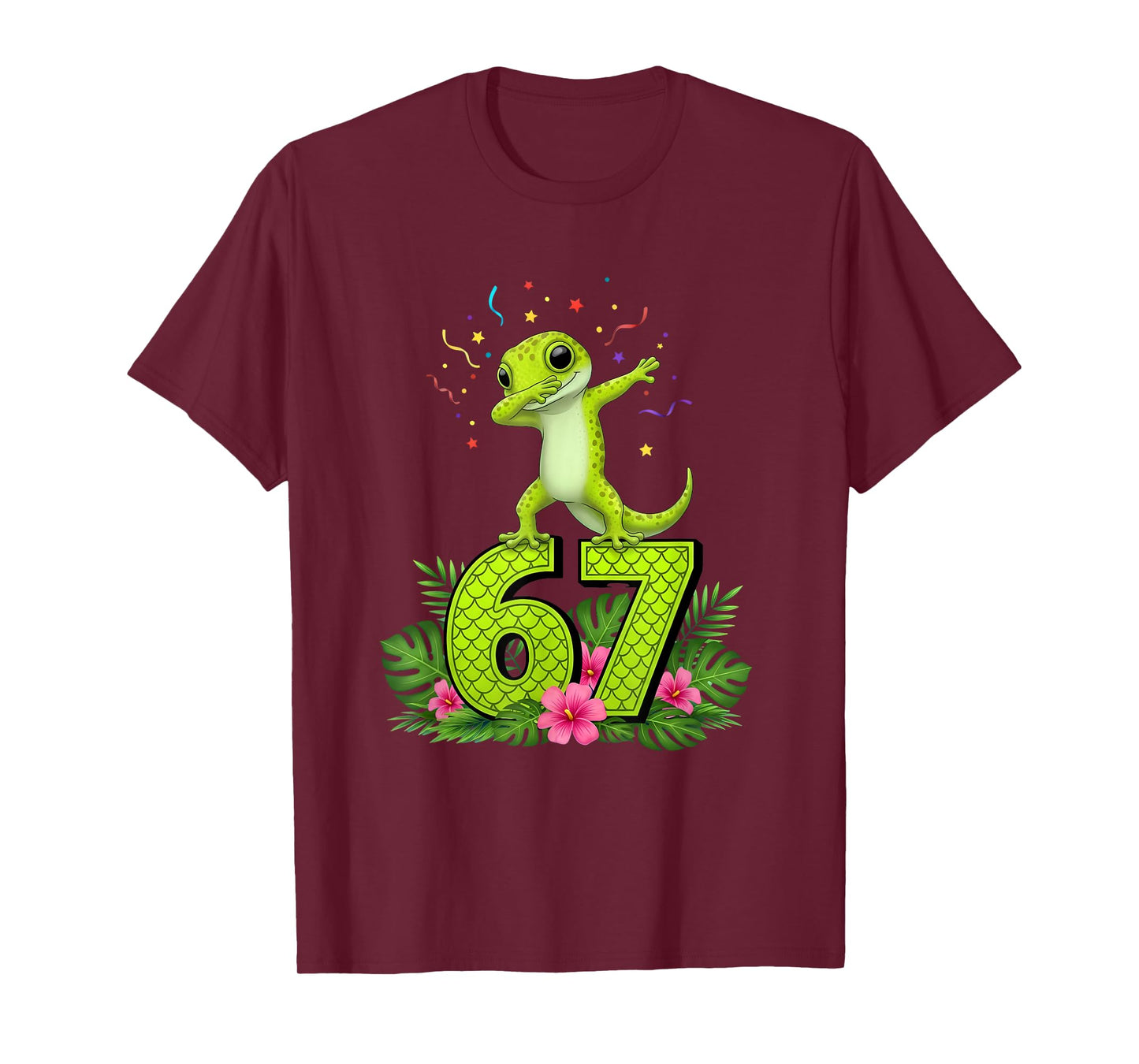 Six Seven Meme Dabbing Baby Gecko 67 Funny Gen Z Apha T-Shirt