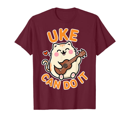 Uke Can Do It - Cat and Uke Lover Ukulele Player Gifts T-Shirt