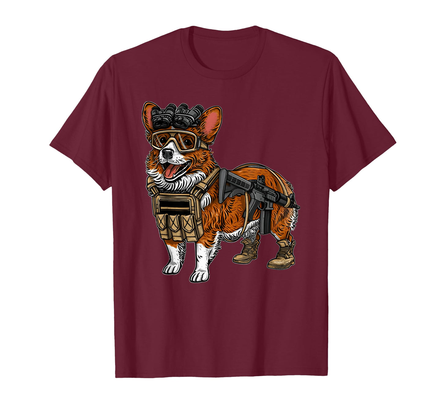 Funny Tactical Corgi Dog T-Shirt for Men Women
