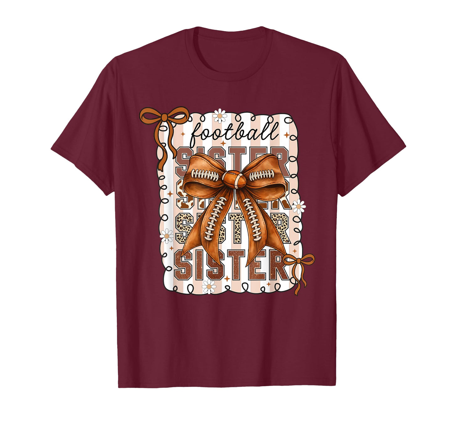 American Football Sister Coquette Bow Thanksgiving for Girls T-Shirt