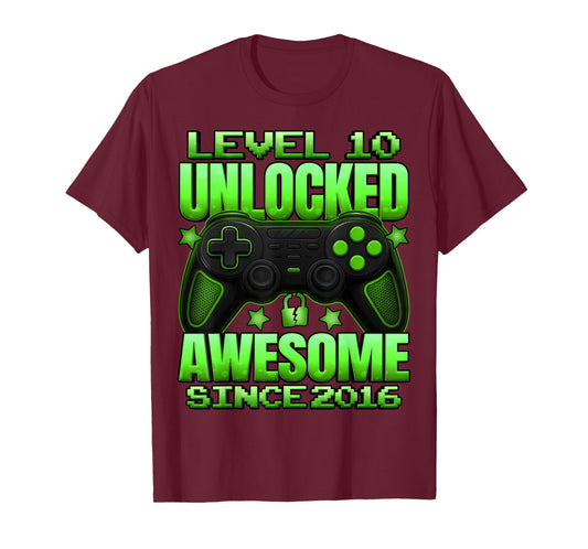 Level 10 Unlocked 10 Year Old Gifts Boys 10th Birthday Boy T-Shirt