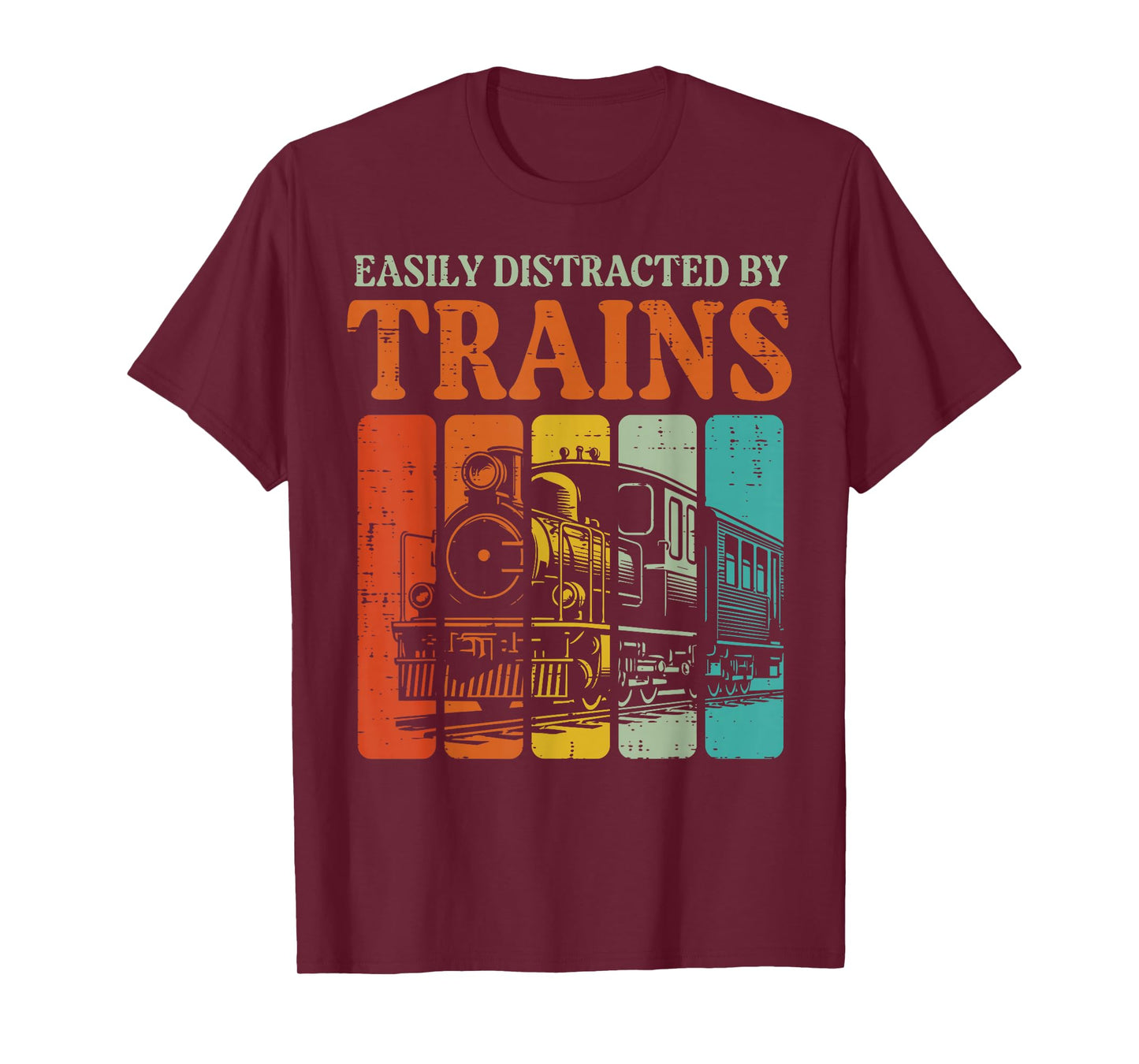 Easily Distracted By Trains Funny Locomotive Men Boys Kids T-Shirt