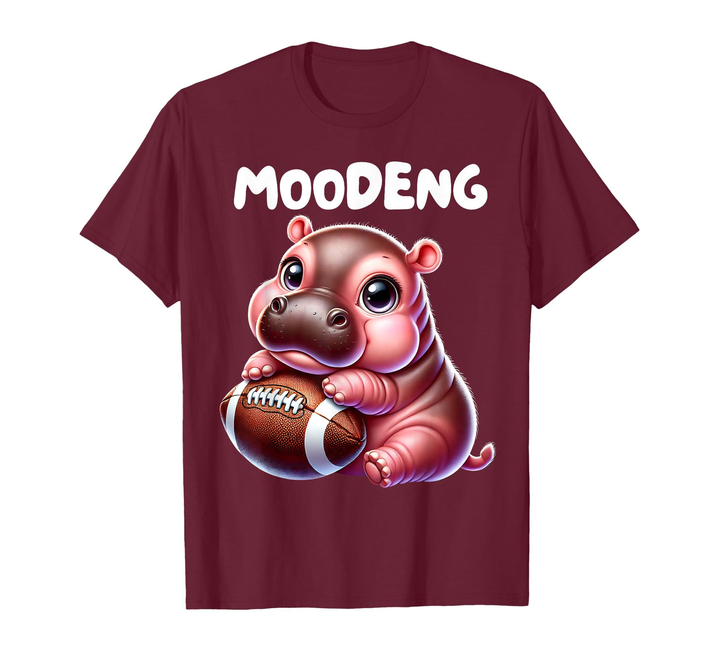 MooDeng American Football Sport Cute Baby Pygmy Hippo Meme T-Shirt