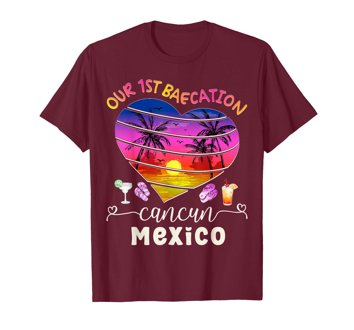 Our 1st Baecation Summer Vacation Cancun Mexico Couples Trip T-Shirt