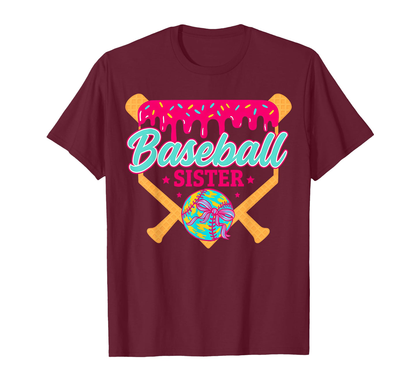 Baseball Sister Drip Ice Cream Baseball Game Day T-Shirt
