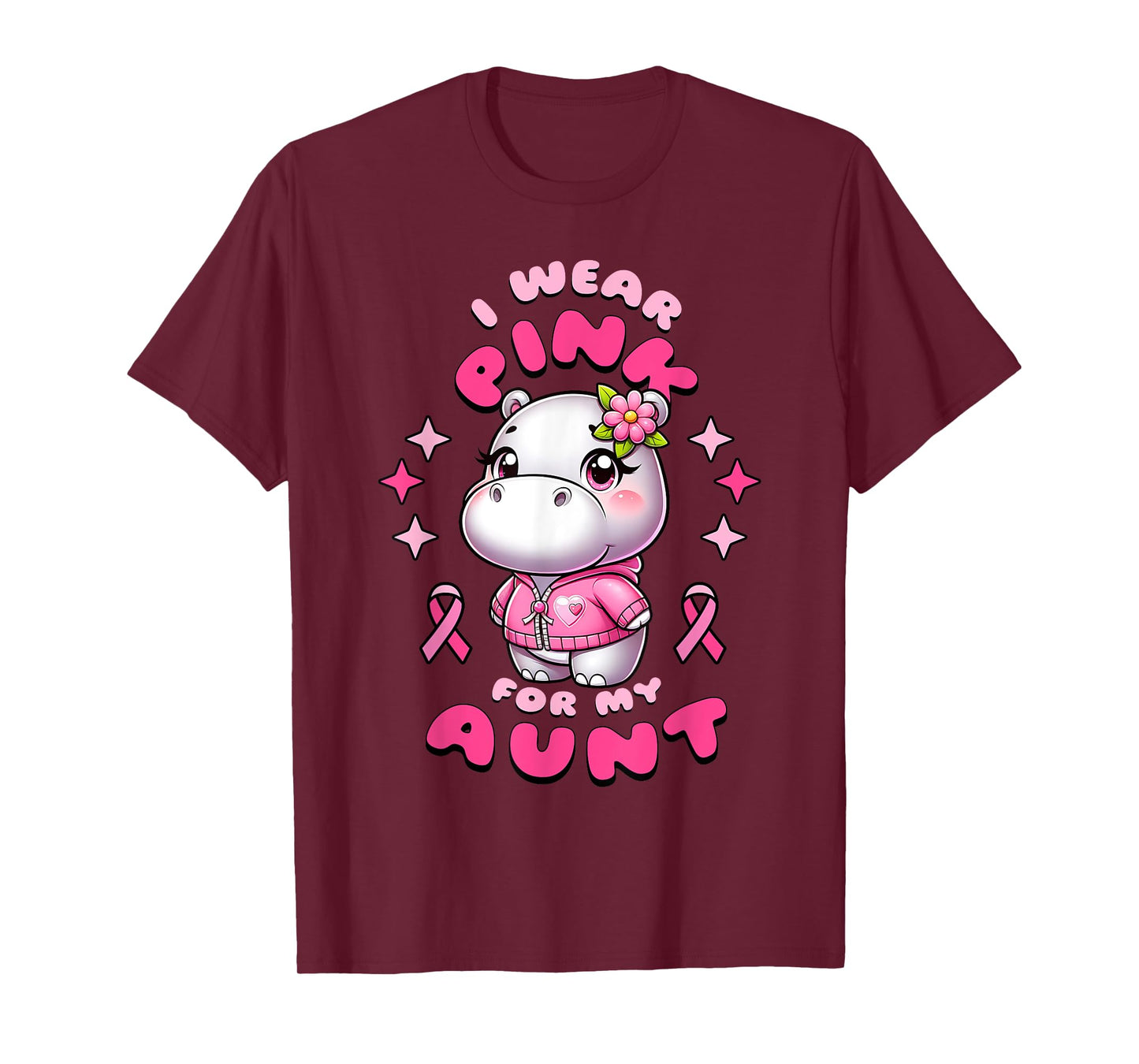 I Wear Pink For My Aunt Hippopotamus In October We Wear Pink T-Shirt