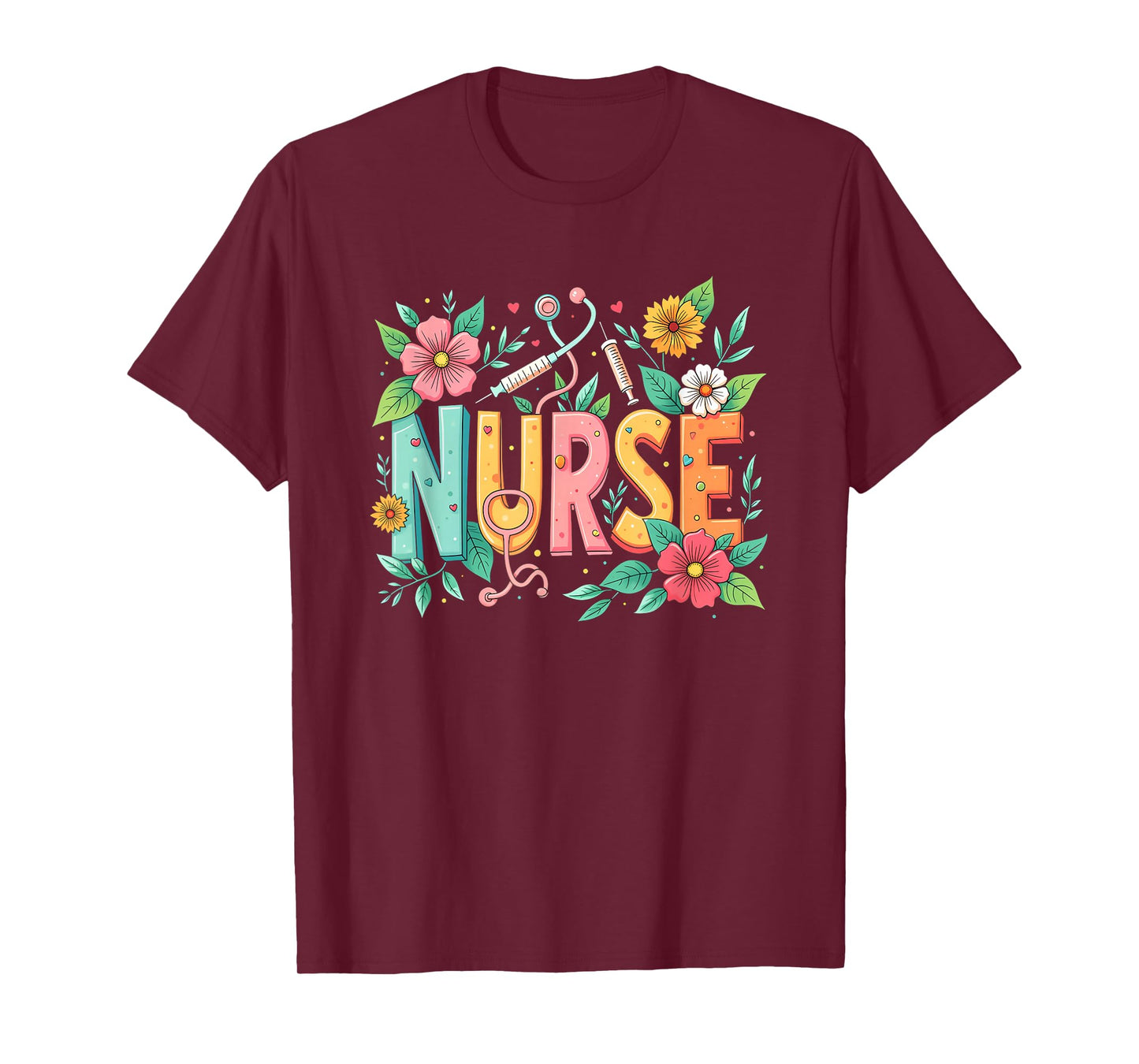 Cute Retro Groovy Nurse Flower Nursing 0CT9JL T-Shirt