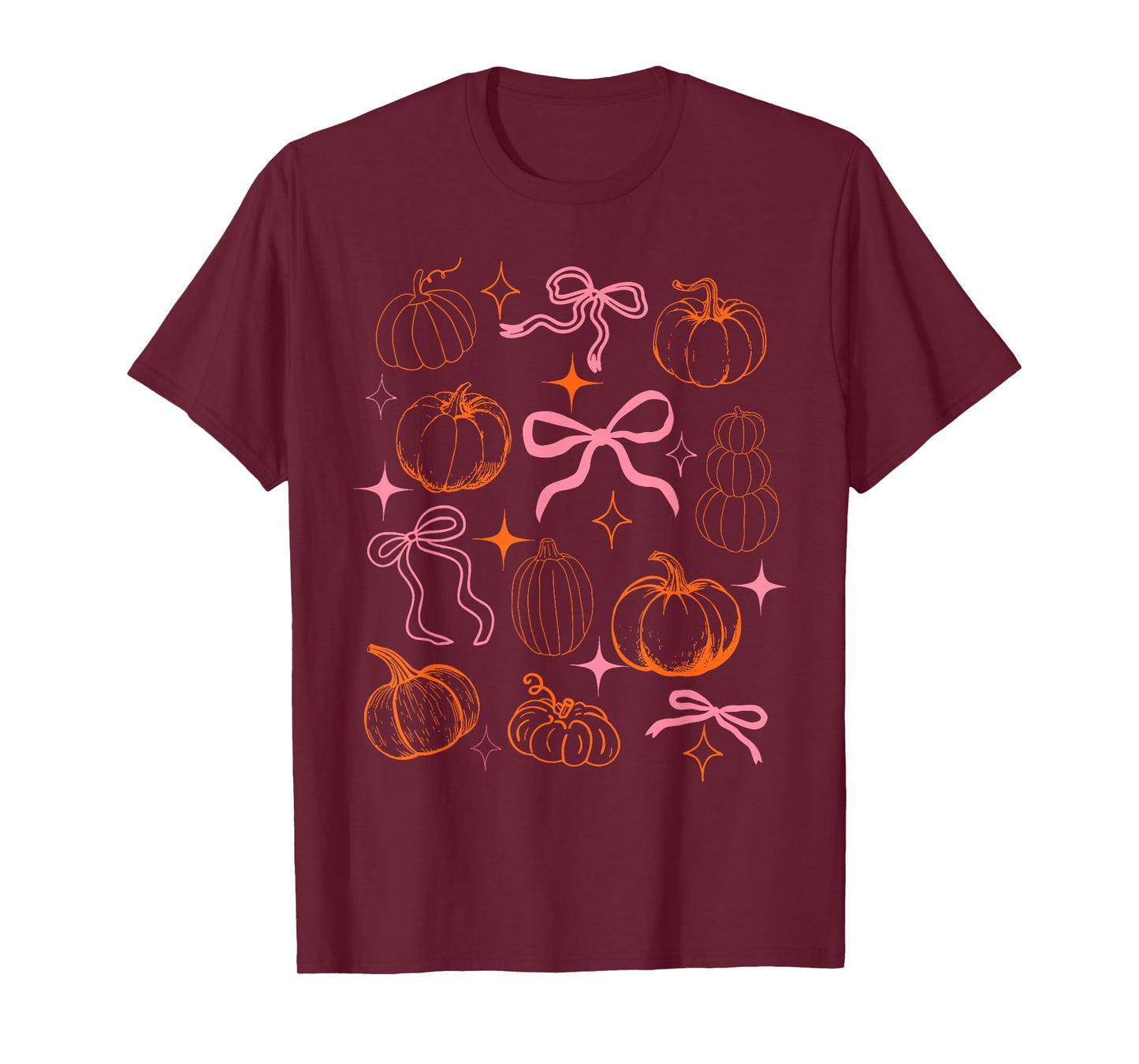 Coquette Bow Pumpkin Season Leaves Thanksgiving Autumn Fall T-Shirt