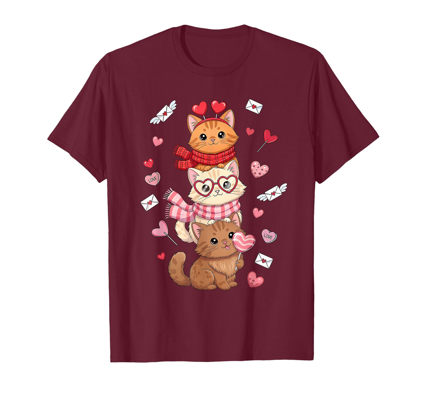 Valentine Cat Happy Meowentines Heart Valentines Cat Lover T-Shirt