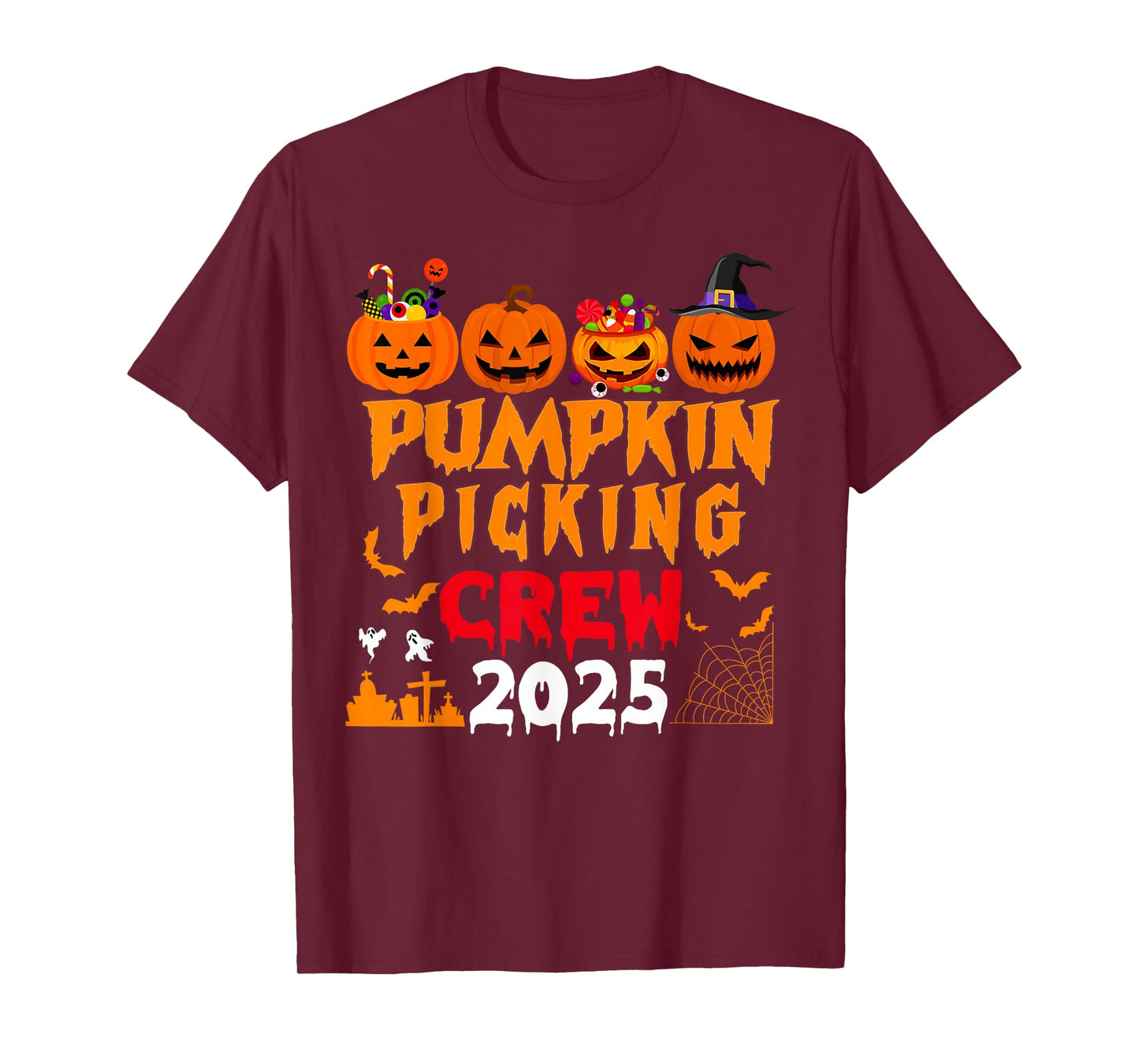 Retro Pumpkin Picking Crew Halloween 2025 Matching Group T-Shirt