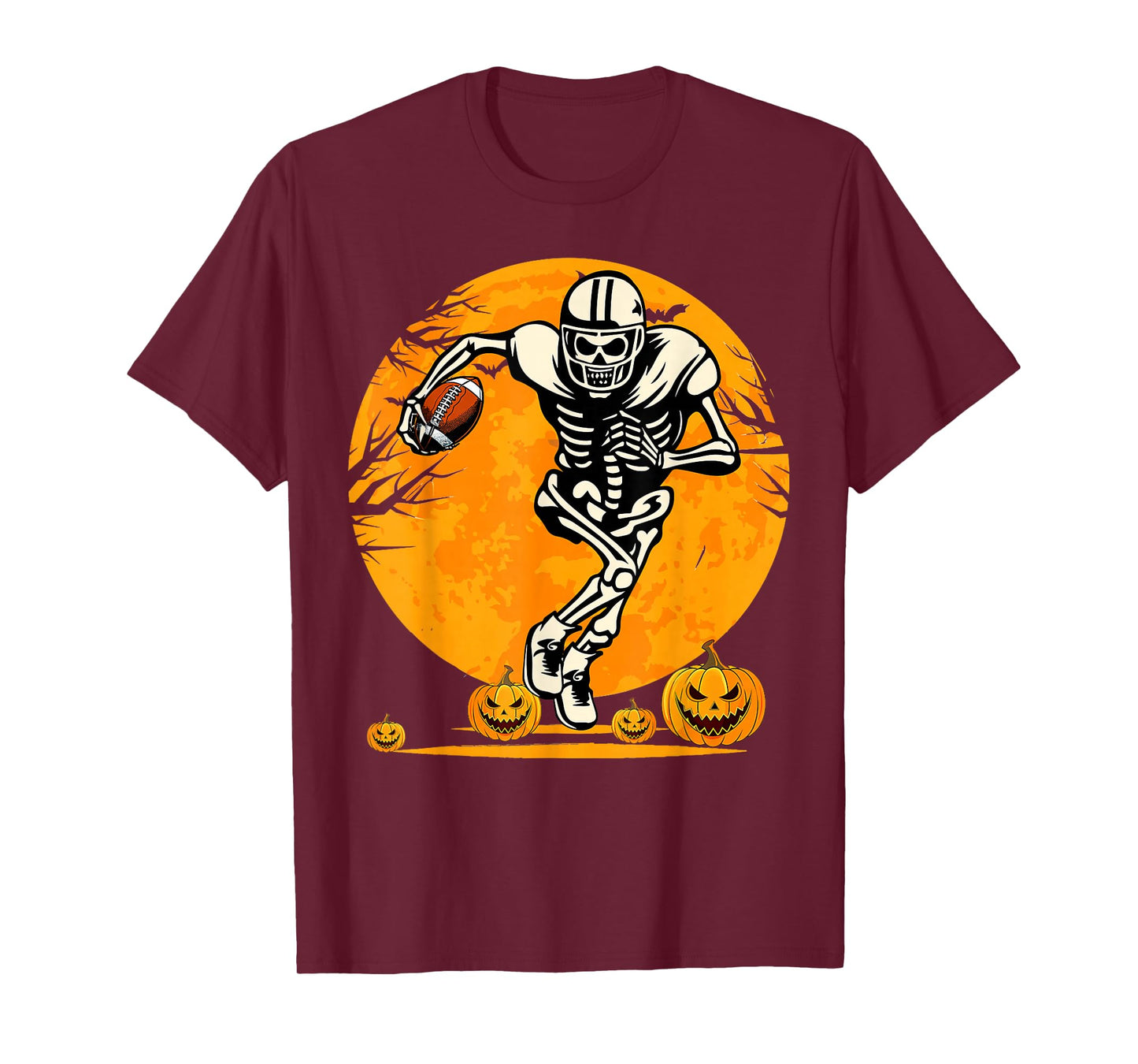 Funny American Football Skeleton Player Halloween Mens Boys T-Shirt