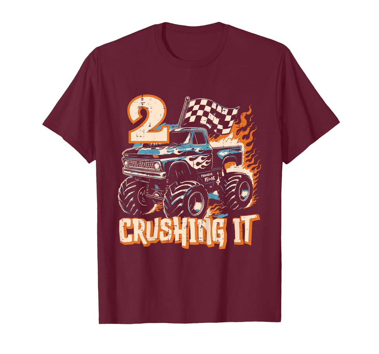 Kids 2 Crushing It Monster Truck 2nd Birthday Bday Boys Toddler T-Shirt
