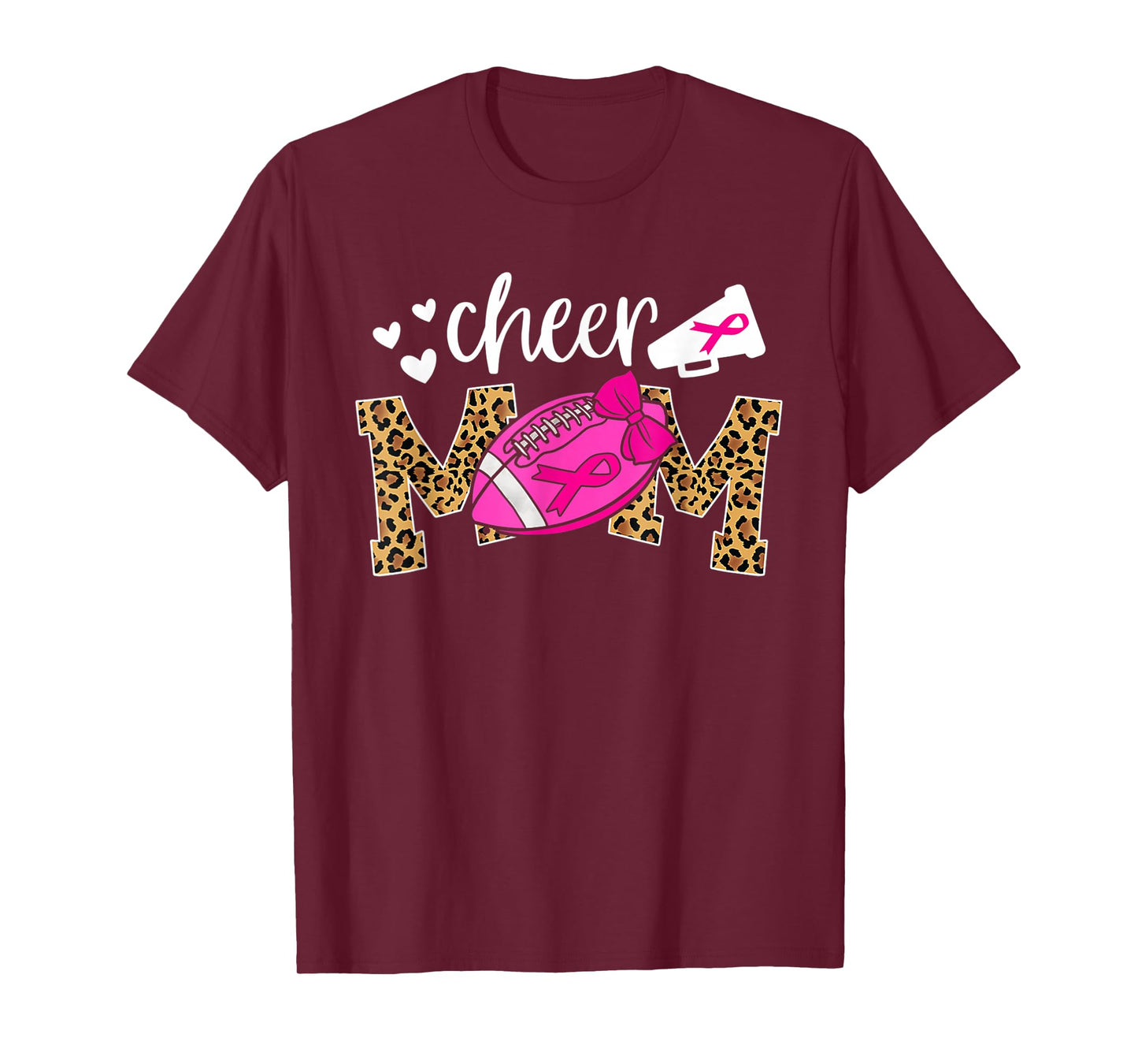 Football Cheer Mom Pink Leopard Breast Cancer Awareness T-Shirt