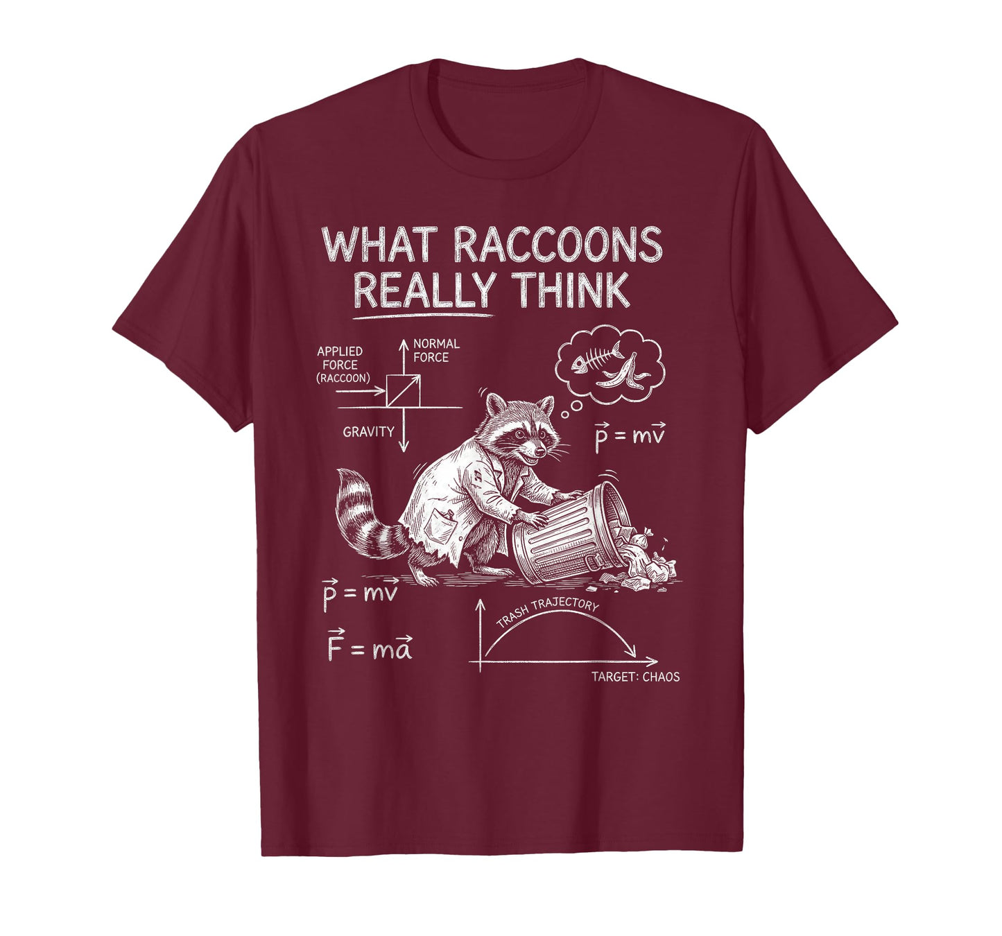 Vintage Raccoon Science Physics What Raccoons Really Think T-Shirt