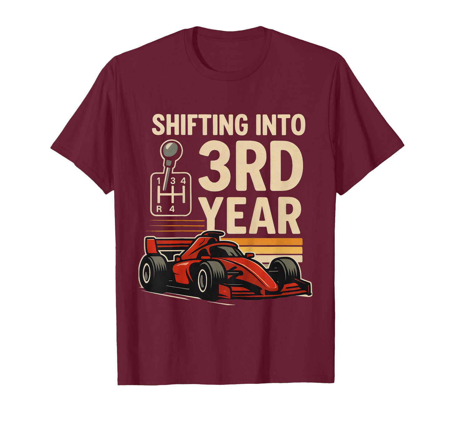 Kids Shifting into 3rd Year Girl Boy Racing Car 3rd Birthday T-Shirt