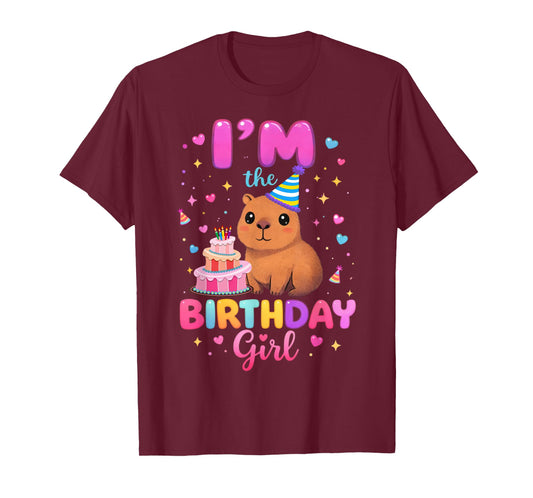 Capybara I'm The Birthday Girl Cute Capybara Birthday Party T-Shirt