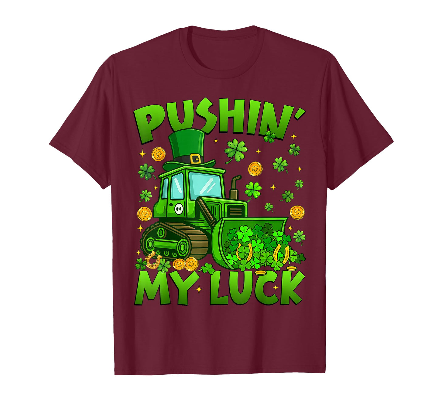 Pushing My Luck Tractor St Patricks Day Boys Toddler Kids T-Shirt