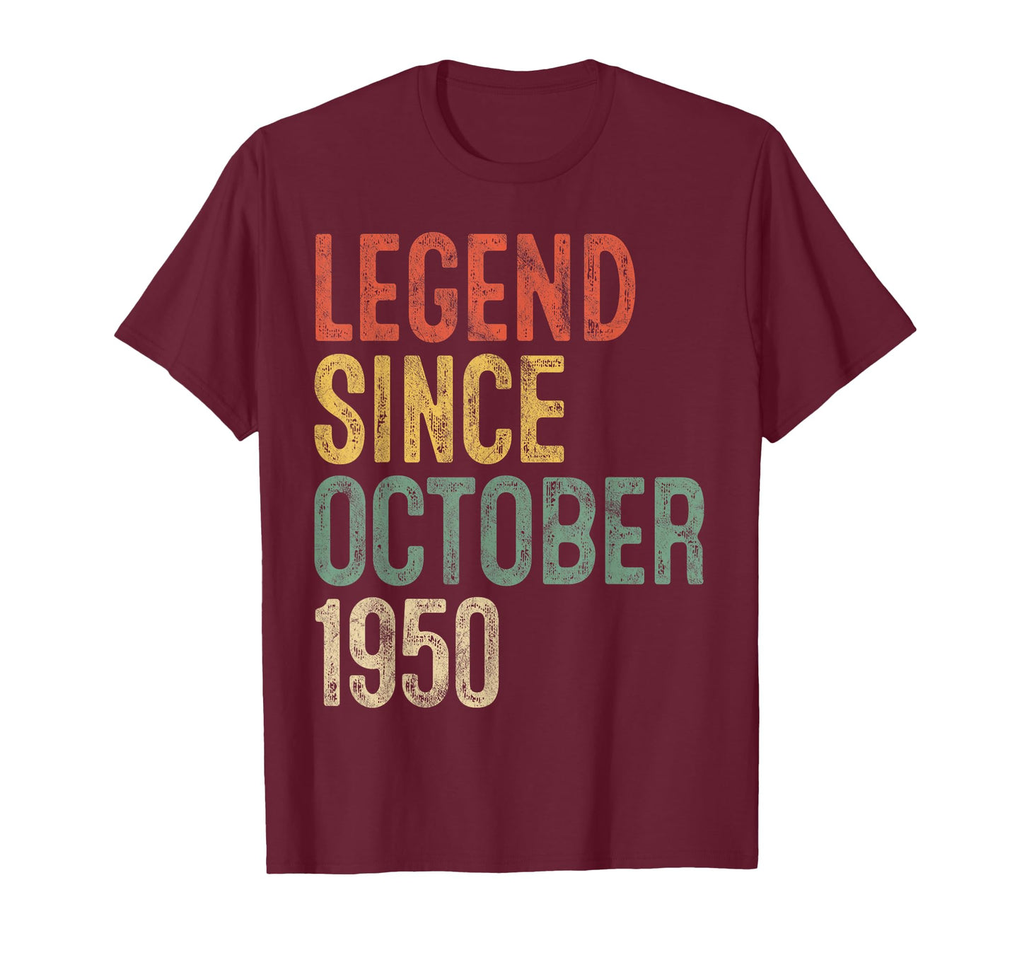Legend October 1950 75th Birthday Men Women 75 Year Old T-Shirt