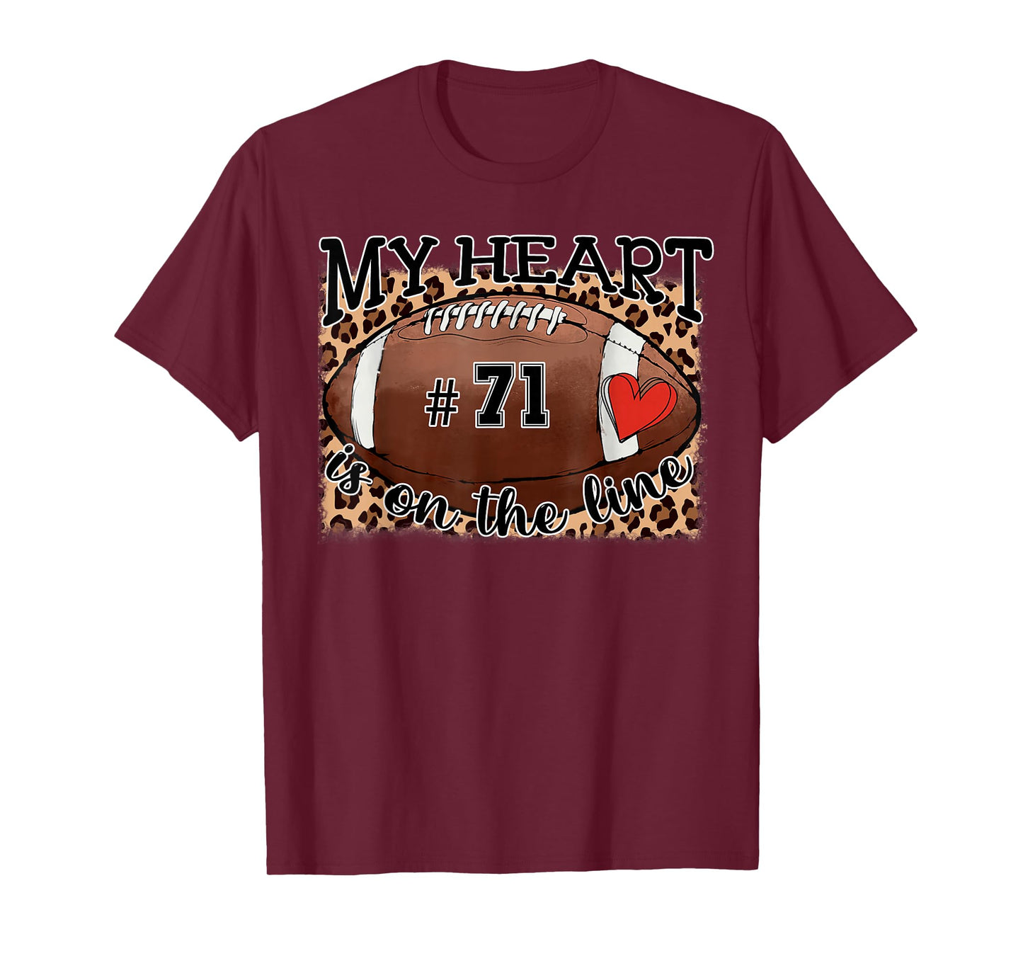 My Heart is On The Line Jersey Night Number 71 Football Mom T-Shirt