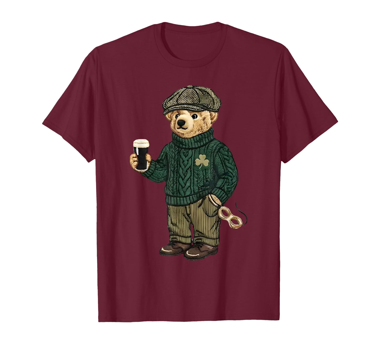 Cool Funny Teddy Bear Feeling Lucky Drinking St Patricks Day T-Shirt