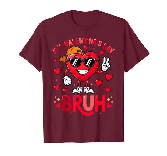 Bruh Valentines Day Boys Kids Heart Funny Valentines T-Shirt